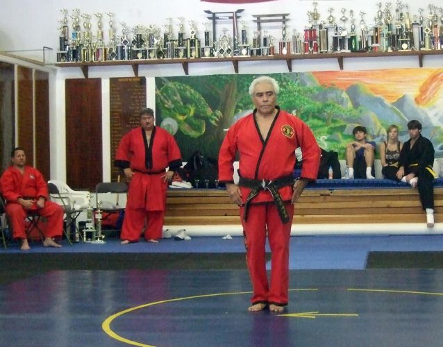 Prof. Navarro performs an advanced black belt kata